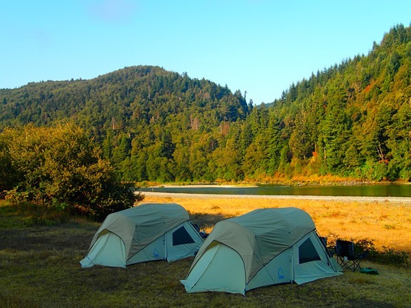 View of guest tents with river in background